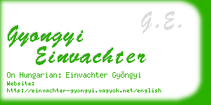 gyongyi einvachter business card