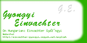 gyongyi einvachter business card